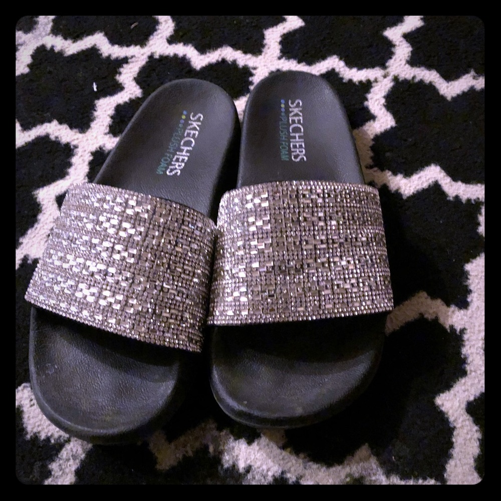 Sketchers sparkly memory foam sandals